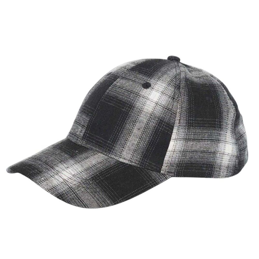 Brave Soul Mens Plaid Casual Baseball Cap / Black/White Check